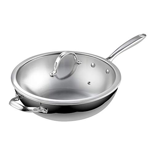 Cooks Standard Multi-Ply Clad 12 Inch Stainless Steel Wok Pan, Stir Fry Pan with Glass Lid, Induction Cookware, Dishwasher & Oven Safe, Compatible with All Cooktops by Cooks Standard - Image 3