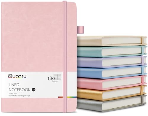 Oucaru Lined Journal Notebook, 8 Pack, 180 Pages, A5 Journals for Writing, 100 GSM Thick Paper, Small Notebooks Daily Journal for Women Men Work, Business, School, Travel Supplies