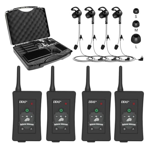 GaiRen Referee Communication System, Professional FBIM Referee Headsets with Earphone for Soccer Volleyball Ofiicial Football Handball (4 Pack)