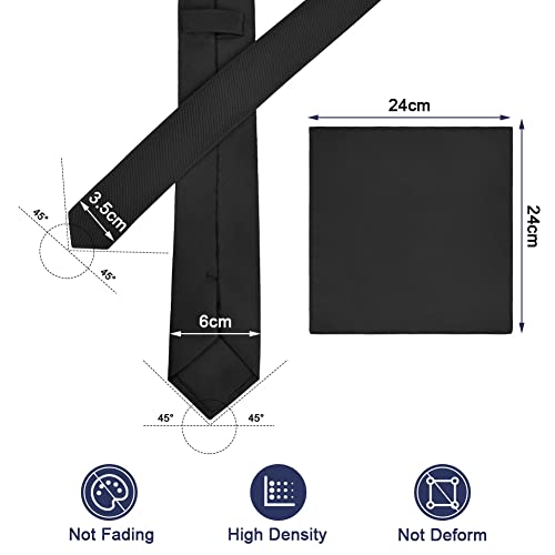 AOMIG Heren Stropdassen set, Klassieke Heren Effen Kleur Stropdas Set met Pocket Vierkant, Manchetknopen en Dasclip, Premium Pure Kleur Skinny Formele Stropdas voor Mannen Zakelijke Bruiloft Werk - Image 3