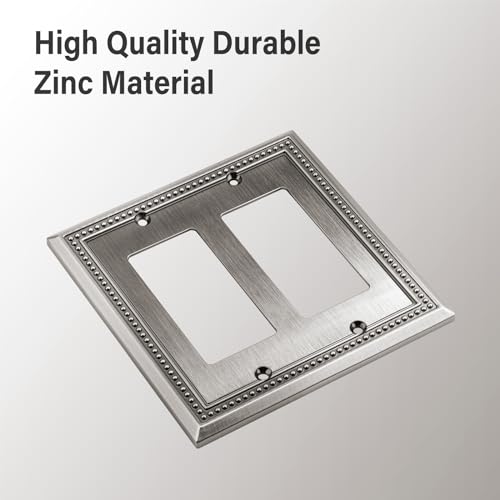Image of Henne Bery Sunken Pearls Heavy Duty Decorative Wall Plate Switch Plate Outlet Cover (Double Decorator, Heirloom Silver)