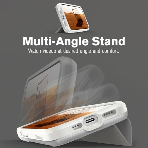 VENA vCommute Wallet Case Compatible with Apple iPhone 17e/16e (6.1"), (Military Grade Drop Protection) Flip Leather Cover Card Slot Holder with Kickstand - Nude Beige — view 4