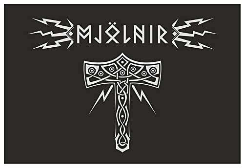 clothinx Nordische Sagen Thors Hammer Mjölnir Wikinger Fußmatte 40 x 60 cm | Dekoratives Geschenk...
