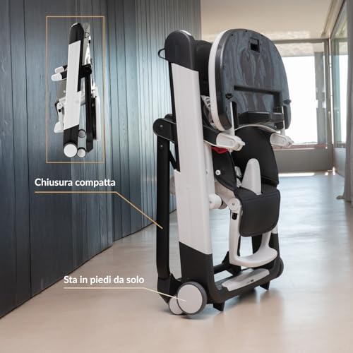 Peg Perego Siesta Follow Me Seggiolone Pappa Neonati Pratico, Reclinabile, Funzione Sdraietta, 4 Ruote, Pieghevole, Design Italiano Per Bambini Da 0 A 3 Anni (0-15 Kg), Ice - 7