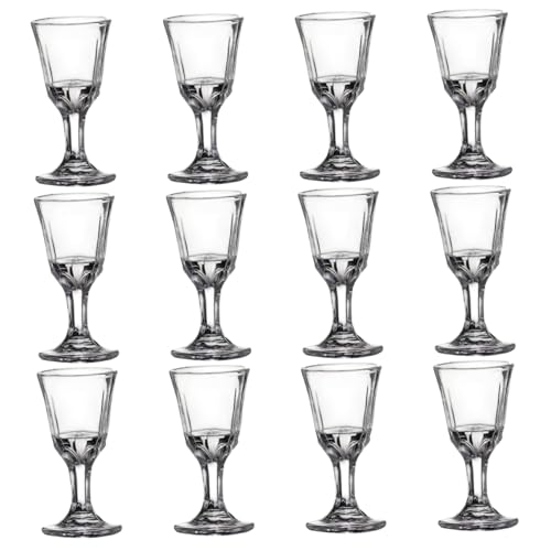 Bemonew 12 Mini Vasos de chupito, Mini Copas de Vino Transparentes de 10 ml con Base, Vasos de Vidrio pequeños para Vino, Tequila, Whisky y licores
