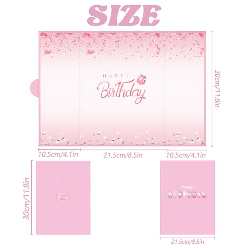 Image of Crenics Pink Birthday Decorations for Women, Creative Birthday Guest Sign in Book Alternative, Happy Birthday Signature Book 18 inch x 12 inch, Great Birthday Gifts for Girls