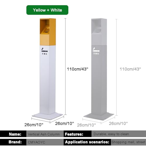 Outdoor Standing Ashtray - Metal Receptacle for Commercial Use, Smokers' Stand Up Ashtray for Patios, Gardens, Hotels, Pubs & Offices - Black Trash Can