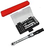 FAMEX 10872+594 Drehmomentschlüssel 6-30 Nm - Fahrrad Werkzeugset - mit Steckschlüssel Bit Satz 47-tlg
