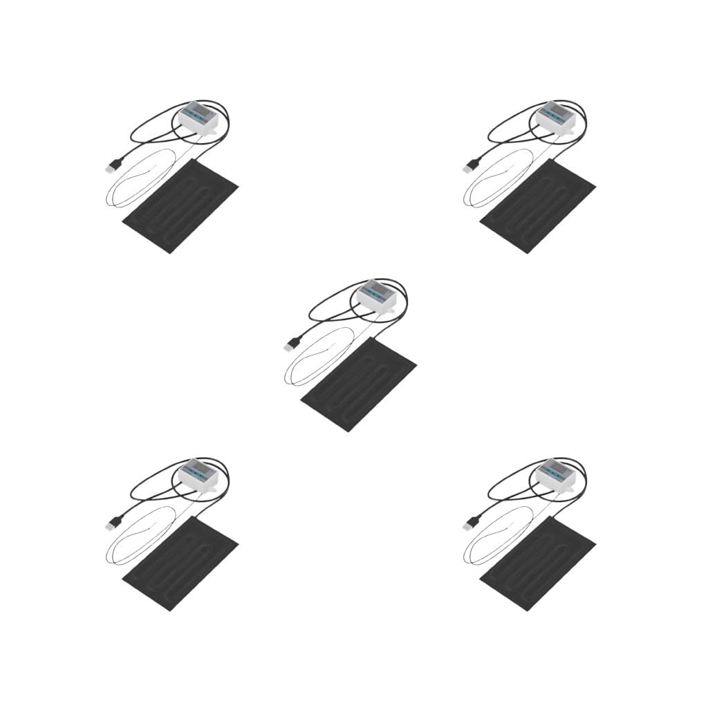 Set di 5 cuscinetti riscaldanti per rettili, portatili, per tartarughe, rane, piccoli animali, 10 x 20 cm, nero, 10 x 20 cm