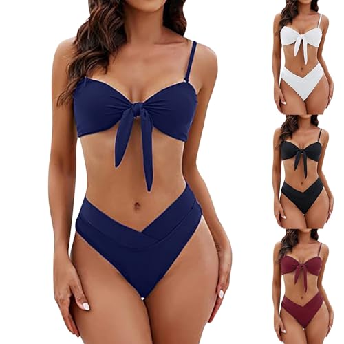 Traje de baño de dos piezas efecto moldeador con escote cruzado frontal 2