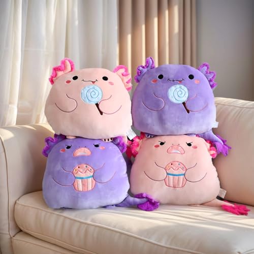 Coussin peluche axolotl rose : doudou salamandre lavable et extra doux - 7