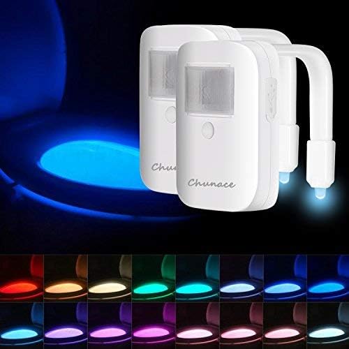 2 Pack Rechargeable Toilet Bowl Night Lights, 16 Colors Motion Detection Cool Fun Nightlights, Funny & Useful Birthday Gifts for Dad, Mom, Men, Women & Kids, Best Gag Stocking Stuffers Gadgets