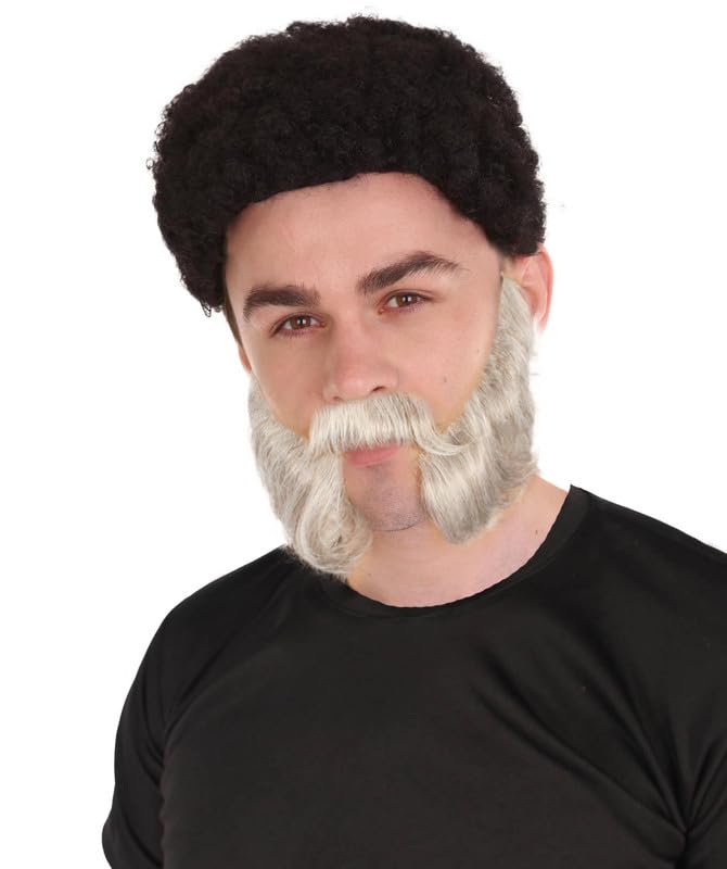 Premium Men's Silver Grey Mutton Chops Beard, Flame-retardant Synthetic Fiber