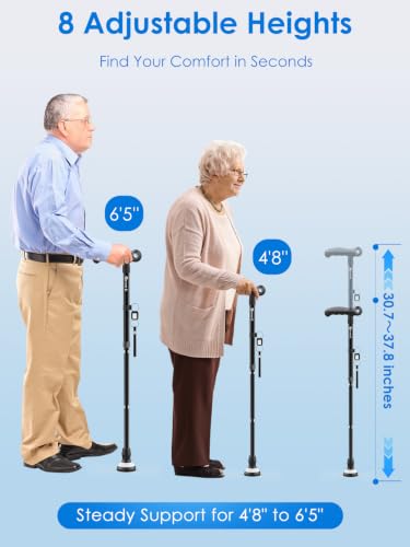 Image of WHLICKS Walking Cane for Men & Woman,Foldable Heavy Duty Cane | 300-lb Capacity,Ergonomic Grip,All Terrain Tip, Adjustable ,Collapsible ,Lightweight, Walking Sticks for Seniors & Adults