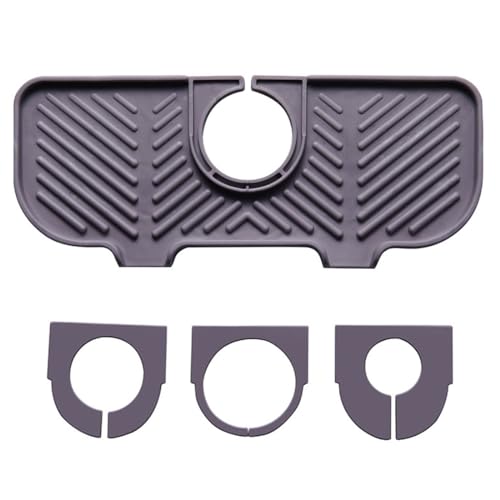 Tadipri Alfombrilla de Silicona para Grifo con Desagüe Inclinado Protector contra Salpicaduras para Fregadero de CocinaTapete Absorbente para Fregadero para Proteger Encimera de Cocina y Baño (Gris)