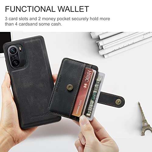 Nabefamu Capa para Xiaomi Poco M4 Pro 5G, com [1 pacote de vidro temperado] capa de couro PU [suport