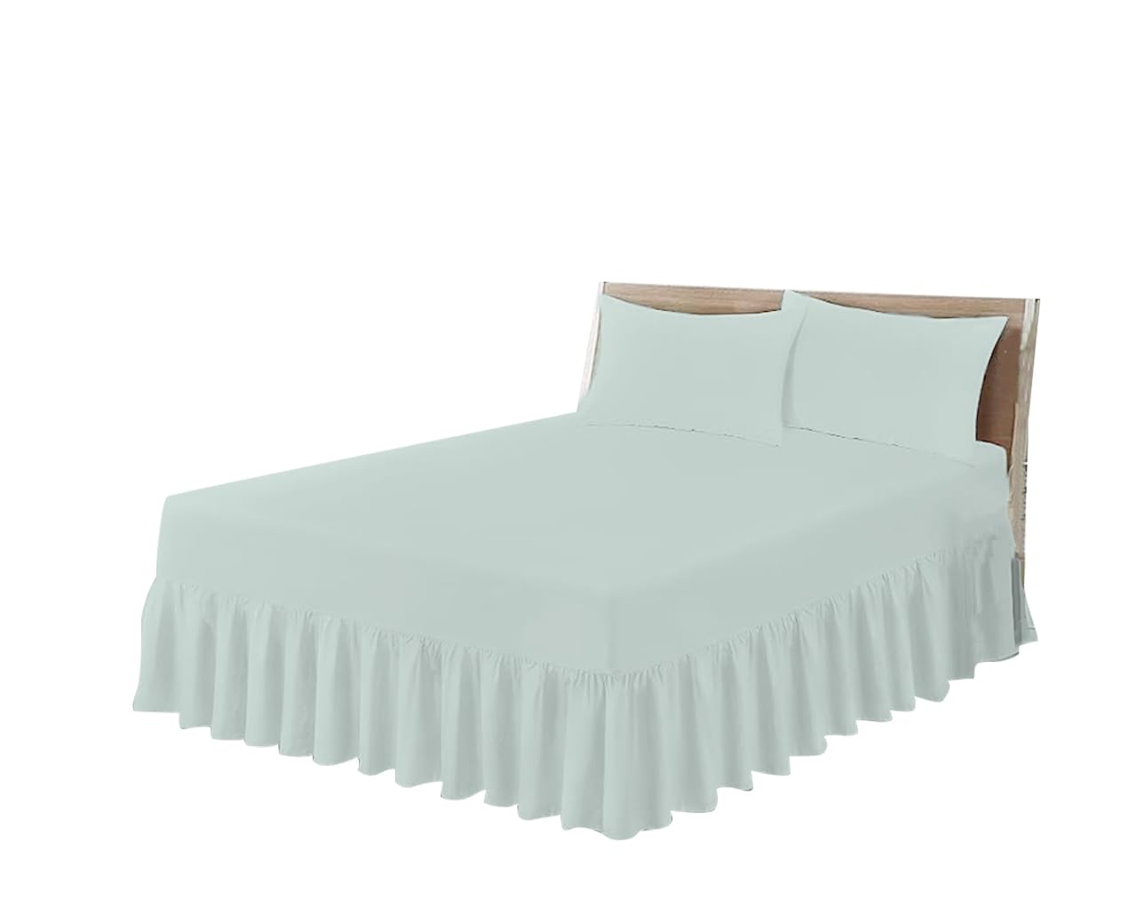 HOME ACE Duck Egg Polycotton Fitted Sheet, Easy Iron Double Bed Valance