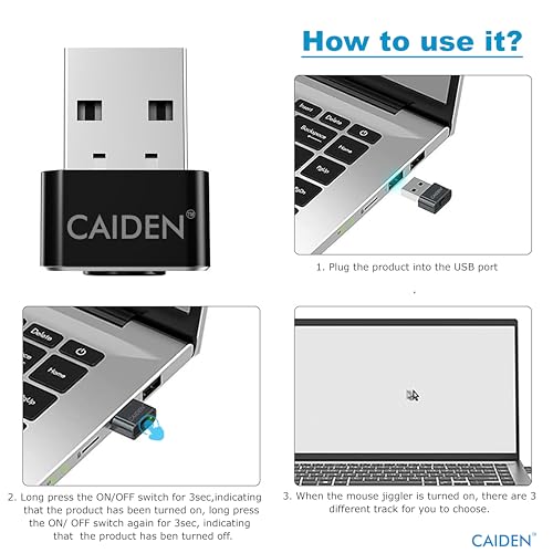 Image of CAIDEN USB Mouse Jiggler Undetectable with 3 Modes (Jiggle /Slide /Random) | WFH Automatic Pointer Mover, Silent Wiggler & Shaker Device | Work from Home Accessory for Laptop /Computer