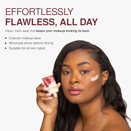 Palladio Rice Primer, Formulated with Natural Rice, Controls Oil on Your Skin and Locks in Makeup, Lightweight with a Smooth Matte Finish, Reduces Facial Shine, All Skin Types, Beige, 0.71 Fl Oz