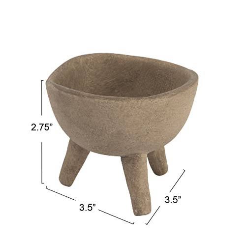 Image of Creative Co-Op Round Terra-cotta Bowl with 3-Legs and Distressed Finish, Cream