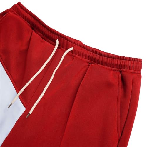 DGHM-JLMY Men's Sweatpants with Pockets Two-Color Patchwork Athletic Running Yoga Pants Drawstring Waist Straight Pants3