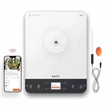 Semi Powered by Klynk | The Intelligent Induction Cooktop with Temperature Probe (White) | Auto Guided Cooking | 2200 Watt | 1 Year Warranty