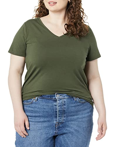 Image of Amazon Essentials Women's Plus Size Short-Sleeve V-Neck T-Shirt