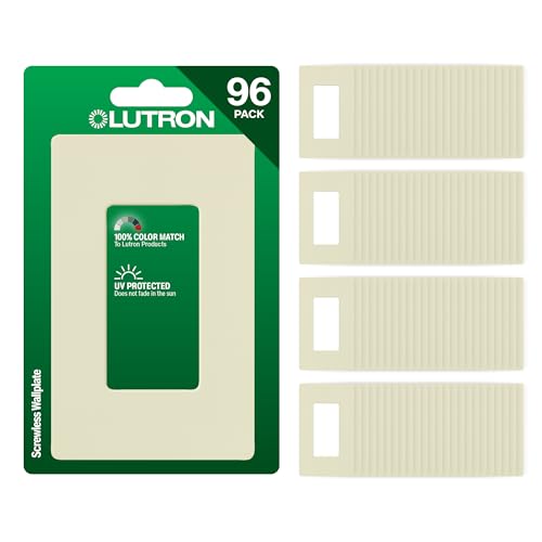 Image of Lutron Claro Light Switch Cover Plate, 1 Gang Wallplate, for Decorator Light Switches, Rocker Light Switch Cover, Outlet Cover, Screwless Switch Plate Cover, Gloss, CW-1-AL-96, Almond, 96 Pack
