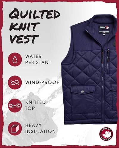 CANADA WEATHER GEAR Men's Vest - Zip Up Sweater Yoke Front and Back Quilted Warm Vest for Men - Men's Outerwear Vests (M-XXL)2