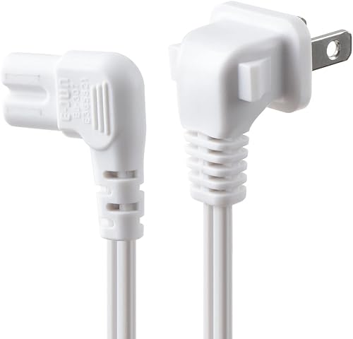 Miniatura 3 de C7 Cable de alimentación de 2 ranuras no polarizadas, ángulo de 90 grados, SPT-2, cable de alimentación de 18 AWG (IEC320 C7 a Nema 1-15P) para