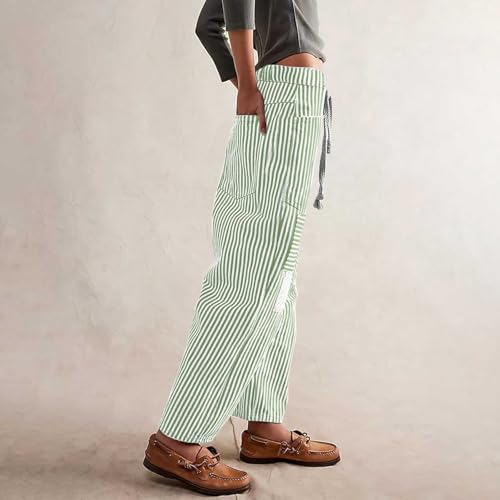 Jean patchwork rayé original à cordon et coupe ample tendance