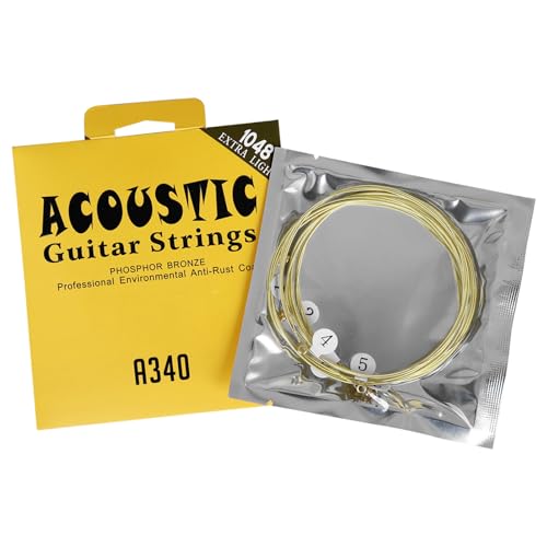 QWQJ 6Pcs Folk Guitar Steel Cores String 6-string Acoustic Guitar Strings Replacement for Beginners Performers Enduring