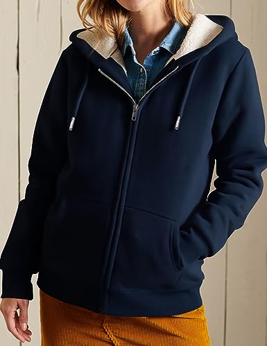 Image of Flygo Womens Casual Winter Warm Sherpa Lined Full Zip Up Hoodie Sweatshirt Jacket