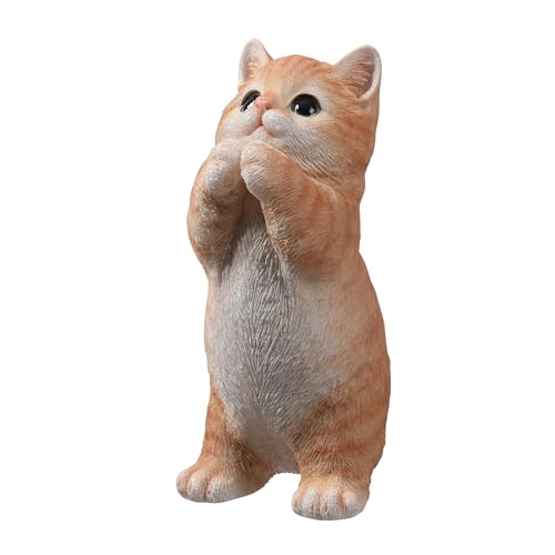 Estatua Gato Tabby Naranja 7 Pulgadas Plegando Manos miniatura 7