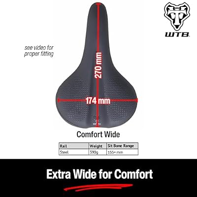 WTB Comfort Bike Seat (Saddle) - Extra Wide - Plush Thick Padding - Contoured Shape (Steel Rail)