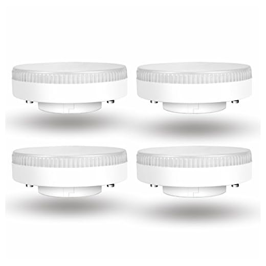 Hizashi 7W GX53 600 Lumens 4-pack varm vit 3 000 K – nedåtriktare kök under skåp belysning ersättning glödlampa GX 53 rund skivstil 240 V direkt ersättning för CFL 9 W 7 W 13 W lampor