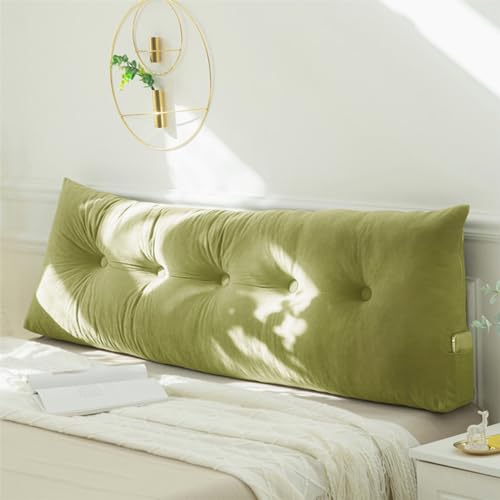 Treer Almohada Triangular Grande con Cuña Triangular para Respaldo, Lujo Almohada de Lectura de Cabecera Cojín de Apoyo Lumbar Cojín de Posicionamiento para Sofá Cama (80 * 40 * 12cm,Verde)