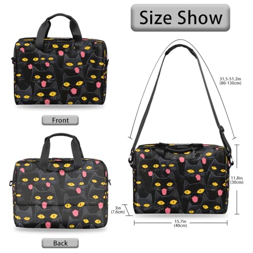Bolso para laptop con diseño de gato negro 14x13x1 pulg miniatura 5