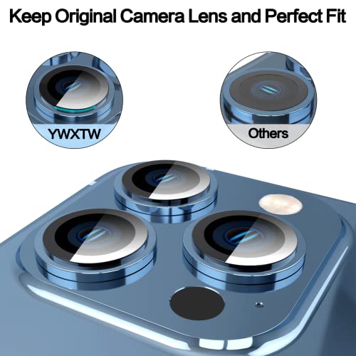 Image of YWXTW [3+1] [Upgraded] Camera Lens Protector for iPhone 13 Pro Max 6.7 Inch /iPhone 13 Pro 6.1 Inch, [Keep Original Camera] [Installation Frame] Tempered Glass Camera Lens Cover, 1 Set (Sierra Blue)