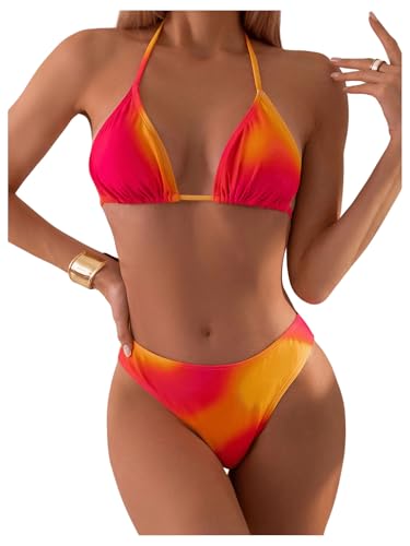 Ensemble bikini d'été pour femme, maillot de bain triangle et dos nu de plage