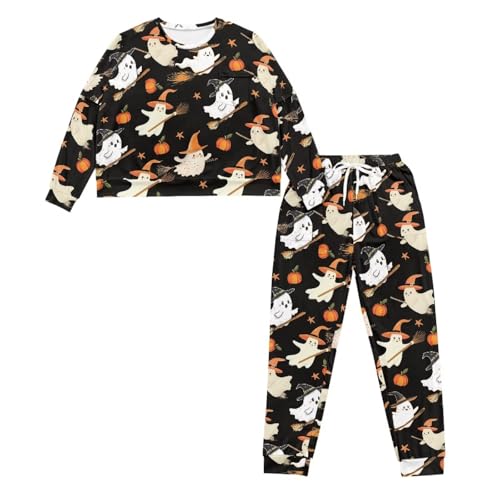 Image of Womens Lounge Set Long Sleeve Soft Pajama Sets Casual 2 Piece Pj Outfit Crewneck Sleepwear with Pockets Plus Size