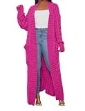 A ADILACA Cardigan Sweaters for Women, Long Cardigan Sweaters for Women Plus Size Floor Length Knitted, Stylish Cable Knit Dual Pocket Cardigans Plus Size, Oversized Chunky Sweater (Rosepink, 2XL)