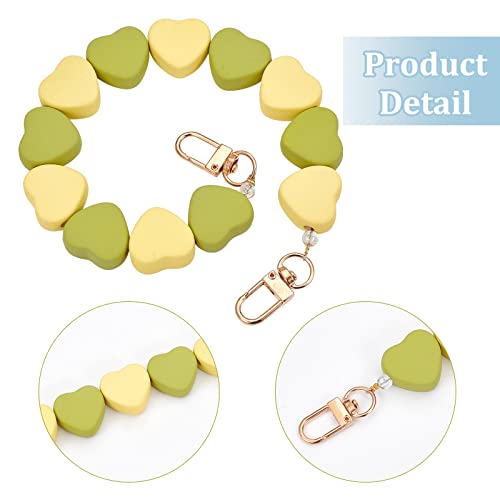 Image of GORGECRAFT 2 Colors Bag Chain Extender Heart Beaded Purse Strap Love Tote Handles Replacement Snap Purse Cross Chain Shoulder Belt Flat Clutch Accessories Bag Practical Rope Acrylic Bead Bag Straps