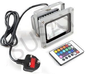10W LED RGB 900LM 16 Color Changing Waterproof Spotlight Flood Light Garden Lamp Floodlight Outdoor Indoor w/IR Remote Control + AC Adaptor New (with EPISTAR led chip)
