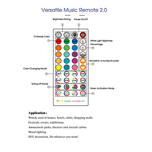 Gxilee Rgb Controller-Bluethooth Led Controller With App Control, Music Sync, 40 Key Wireless Ir Remote Controller And Led Power Supply 12V 2A Ul Listed For 12V 4 Pin 2835 5050 Rgb Led Strip Lights #TOP6