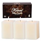 KONNI Square Ivory Pillar Candles Set of 3, 2.8'x 4' Unscented Pillar Candles Bulk, 30 Hours Long Burning Candles, Smokeless and Dripless Large Candle for Wedding, Home Decoration, Parties, Spas