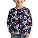Quidrwyo American Flag USA Print Kids Boys Long Sleeve T-Shirt Graphic Pullover Top Soft Layering Crewneck for Daily Fashion Boys 13-14T, 250th Anniversary