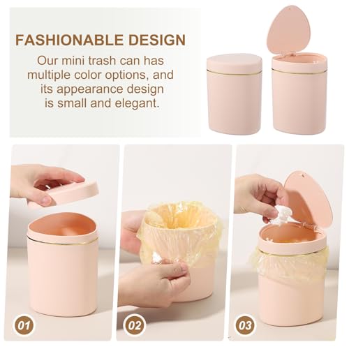 Miniatura 5 de Quarkzman Mini Cubo De Basura Con Tapa, Pequeño Cubo De Reciclaje Para Escritorio Cubo De Basura Bonito, 2.2l 0.5 Galón Adecuado Para Oficina Baño Cocina Sala Dormitorio, Rosa