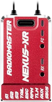 RadioMaster Nexus-XR Helicopter Flight Controller Integrated 2.4GHz ExpressLRS Receiver - Remote Control, Flybarless Systems for 250-700 Size RC Helicopter Red
