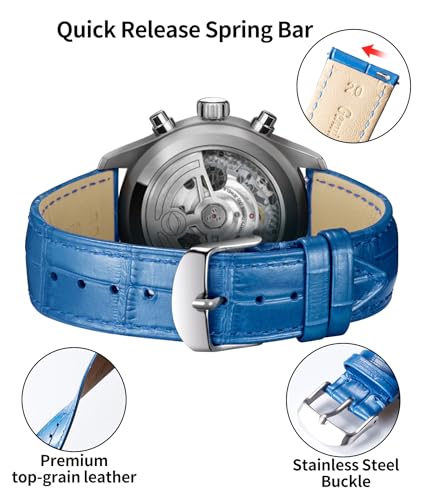 Image of BINLUN Leather Watch Band Genuine Calfskin Replacement Watch Strap Quick Release Crocodile Pattern 10 Colors 13 Sizes for Men Women(10mm,12mm,14mm,16mm,17mm,18mm,19mm,20mm,21mm,22mm,23mm,24mm)